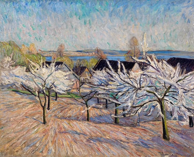 Theo von Brockhusen, Blühende Bäume - Herrmann Apfelgarten in Baumgartenbrück, um 1915, Öl auf Leinwand, 64,5x80 cm, Privatbesitz, Foto © Ketterer Auktionen